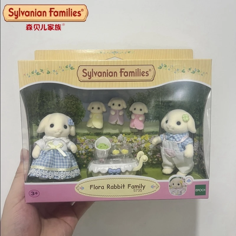 실바니안 가족 애니메이션 플로라 토끼 가족 세트, 애니메이션 피규어 원피스, 귀여운 모델 장식, 선물 장난감, 인기, 2024 신제품 
