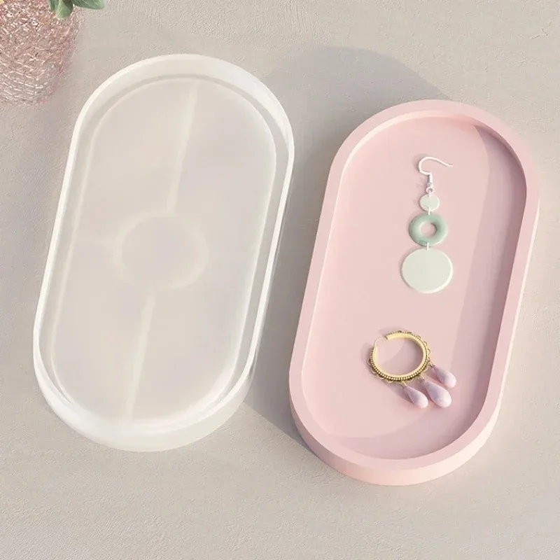 Silicone Mold DIY Tray Gypsum Cement Flower Pot Vase 3D Epoxy Resin Jewelry Storage Box Crystal Drip Glue Home Decor