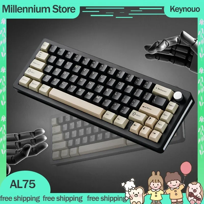 Tastiere Meccaniche Keynouo Al75 Tastiere In Alluminio Bluetooth Wireless 3 Modalità Guarnizione Hot Swap Tastiere Da Gioco Rgb Personalizzate