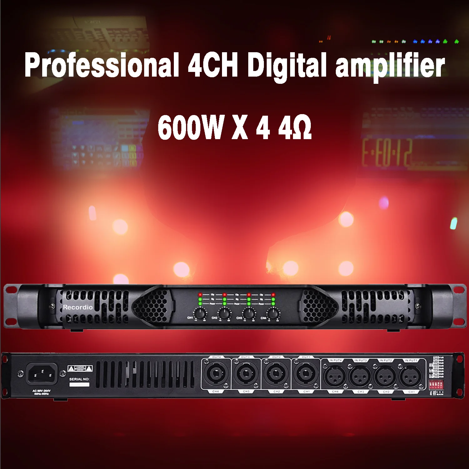 GAP-DP4060 高性能 4 チャンネルパワーアンプ 3600 ワットクリア 