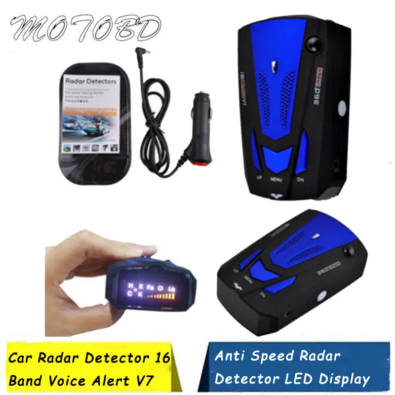 Car Radar Detector 16 Band Voice Alert V7 Anti Speed Radar Signal Detection LED Display 360 Degrees Car Speed Testing System