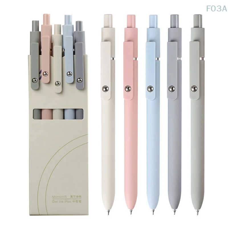 5PCS/Pack 0.5MM Morandi Gel Pen Sets Black Refill Writing Gel Ink Pen For Student Soft Touch Stationery Pen School Supply