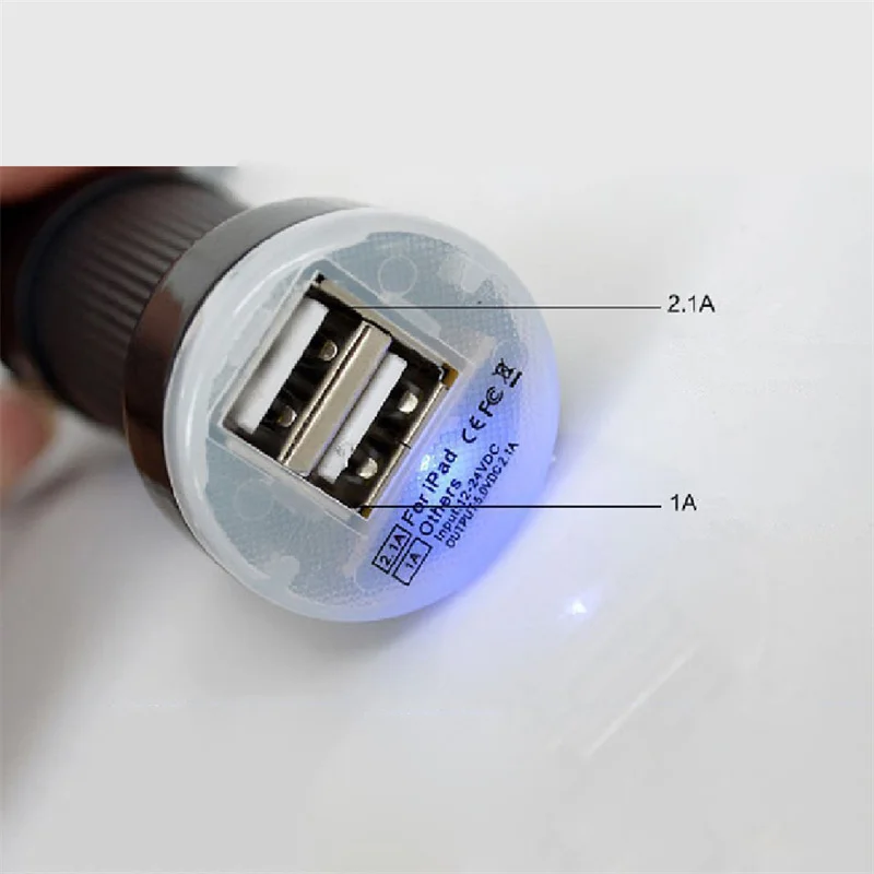 White Double Port USB Car Charger For iPhone Samsung