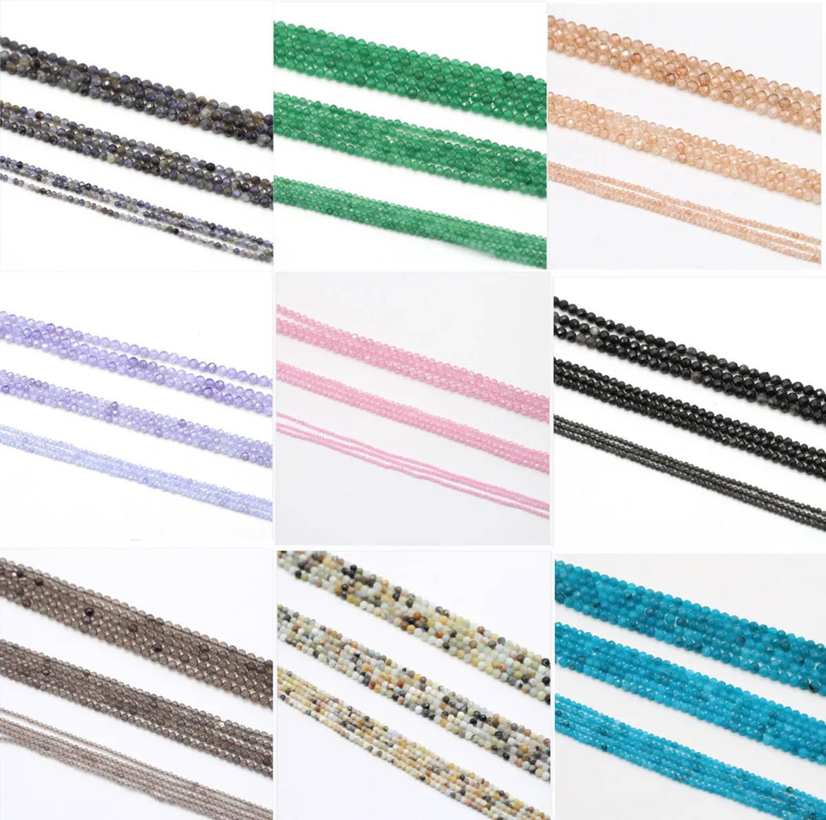 

Faceted Natural Stone Beads 2mm 3mm 4mm Zircon Agate Iolite Quartz Loose Spacer Beads for Jewelry Making DIY Choker Accessories