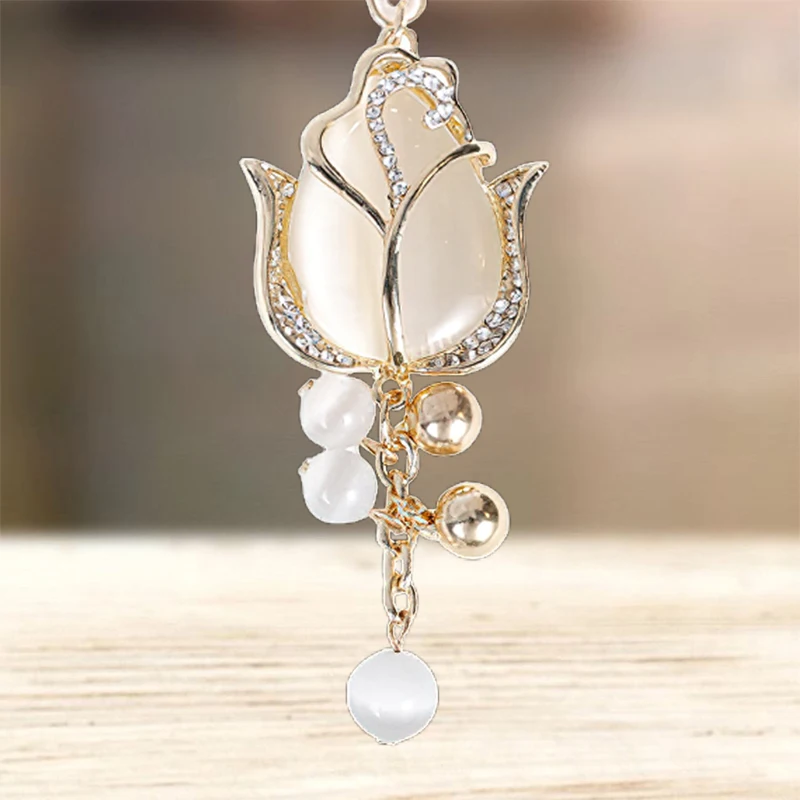 

Cute Tulips Flower Keychain Key Chain Key Ring Holder Bag Pendant Accessories Keyring