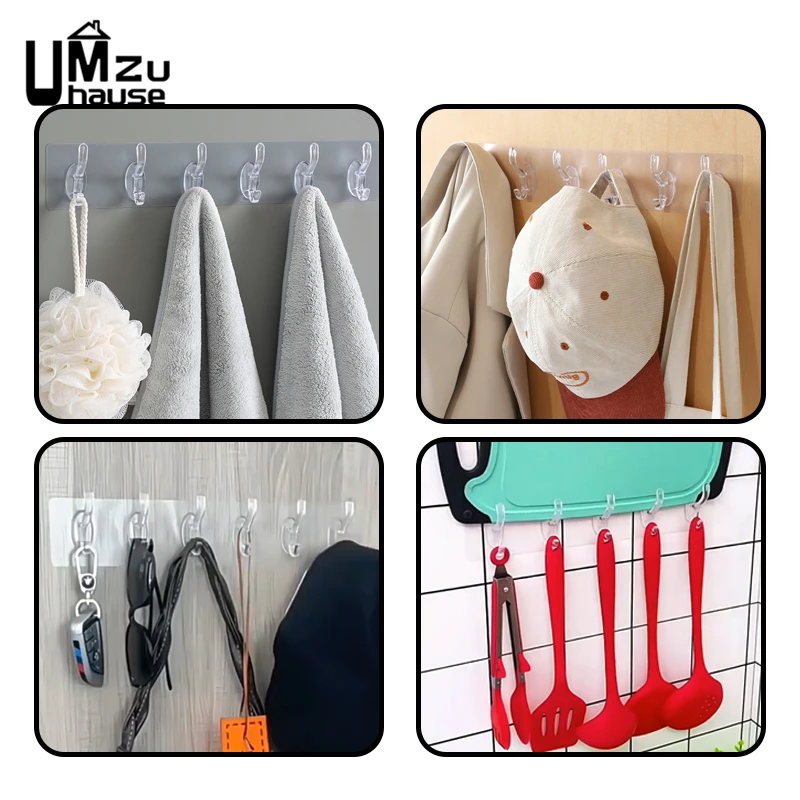 Crochets Adhésifs Transparents 40 Pièces - Sans Perçage, Charge 5 Kg - Pour Carrelage, Verre, Surfaces Lisses