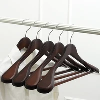 Wooden Hanger Black Walnut Wood Coat Hanger Solid Suit Rack With Metal Hook Anti-skid Shoulder Seamless Clothes Drying Rack 2