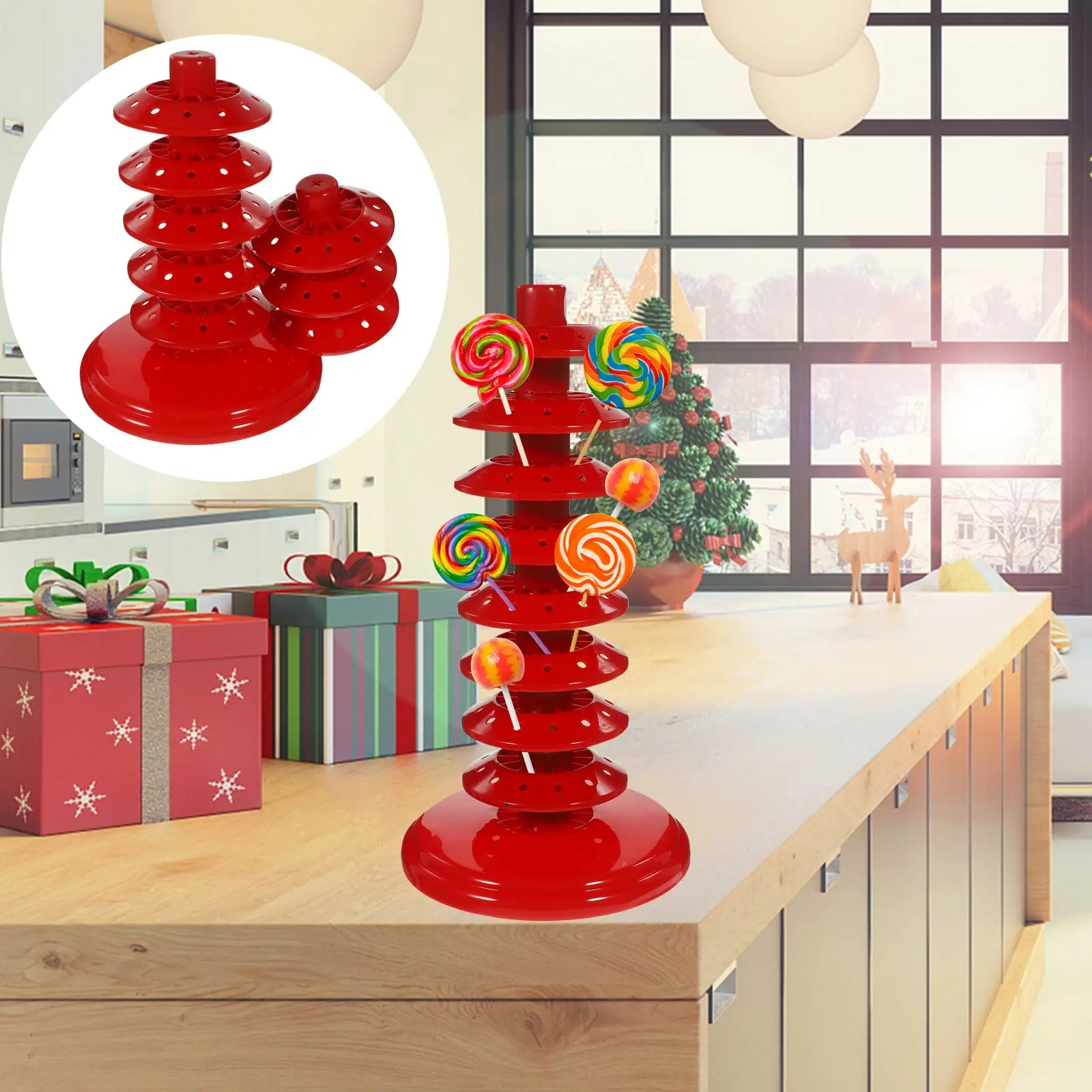 Lollipop Rack Multi Tier Lollipop Stand 8 Layers Red PP Material Candy Holder Display Rack For Party Shop Wedding Cake Tools Dessert Stand