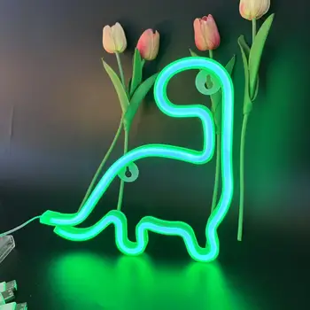 Dinosaur neon light, USB battery operated LED bedroom fun wall light, bar party game room birthday gift for adults and teenagers 1