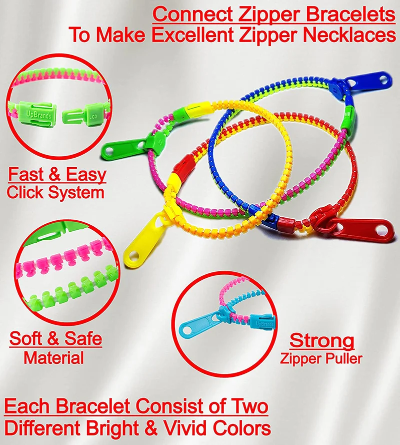 Fidget Toys Neon Color Friendship Zipper Bracelet Kids Stress Relief Educational Toys Kids Birthday Party Gifts Hand Sensory Toy fidget toy sensory fidget toy anti stress toy finger sensory toy