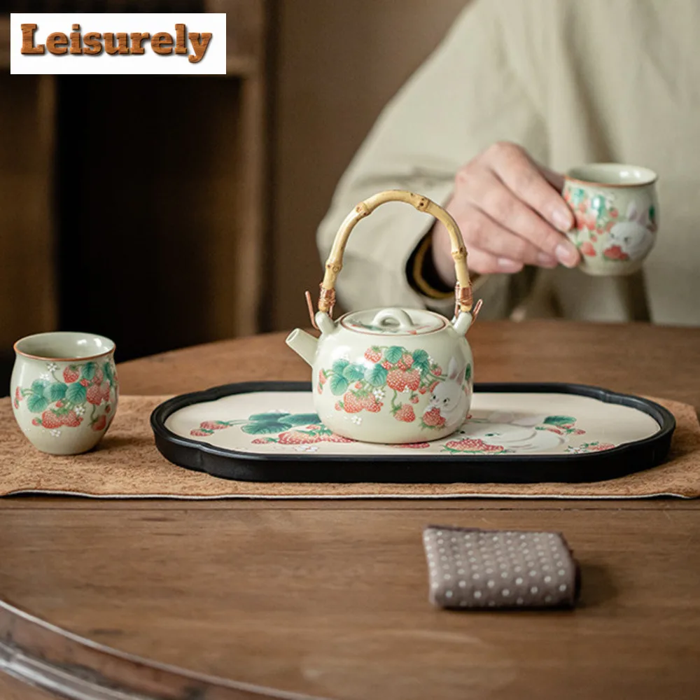 Cute Strawberry Rabbit Water Absorbing Pot Bearing Holder Japanese Dry Brew Table Tea Tray Tea Board Cafes Accessories Ornaments