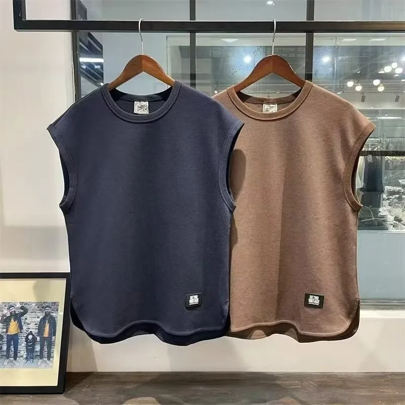 Ice Silk Loose Svel Fitn Vest for Men Summer Breathable round Ne T-irt Youth Faion Stand Fit Casual Wear