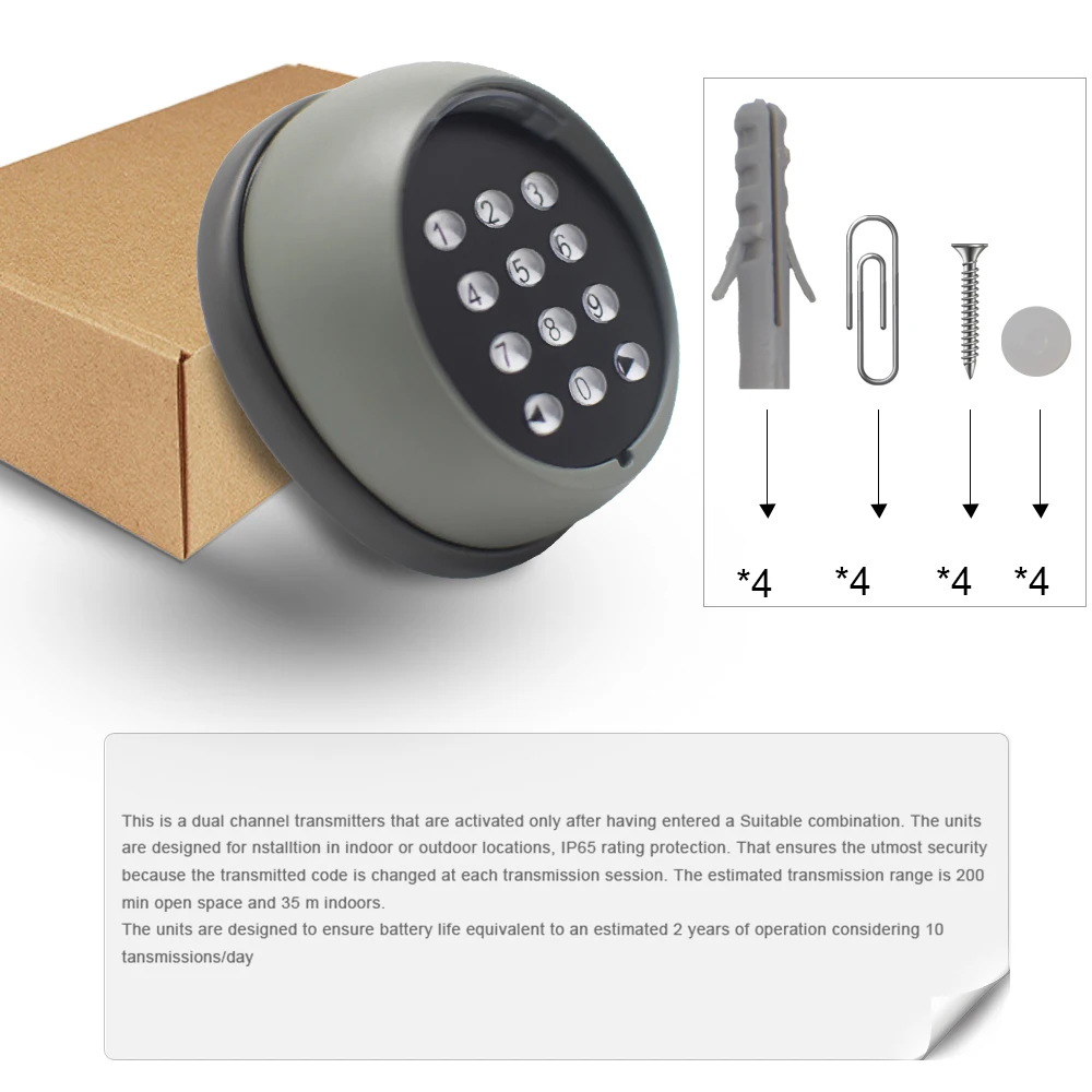 Wireless Numeric Keypad 433MHZ Rolling Code Garage Remote Control Receiver Kit Barrier Sliding Gate Swing Gate Opener