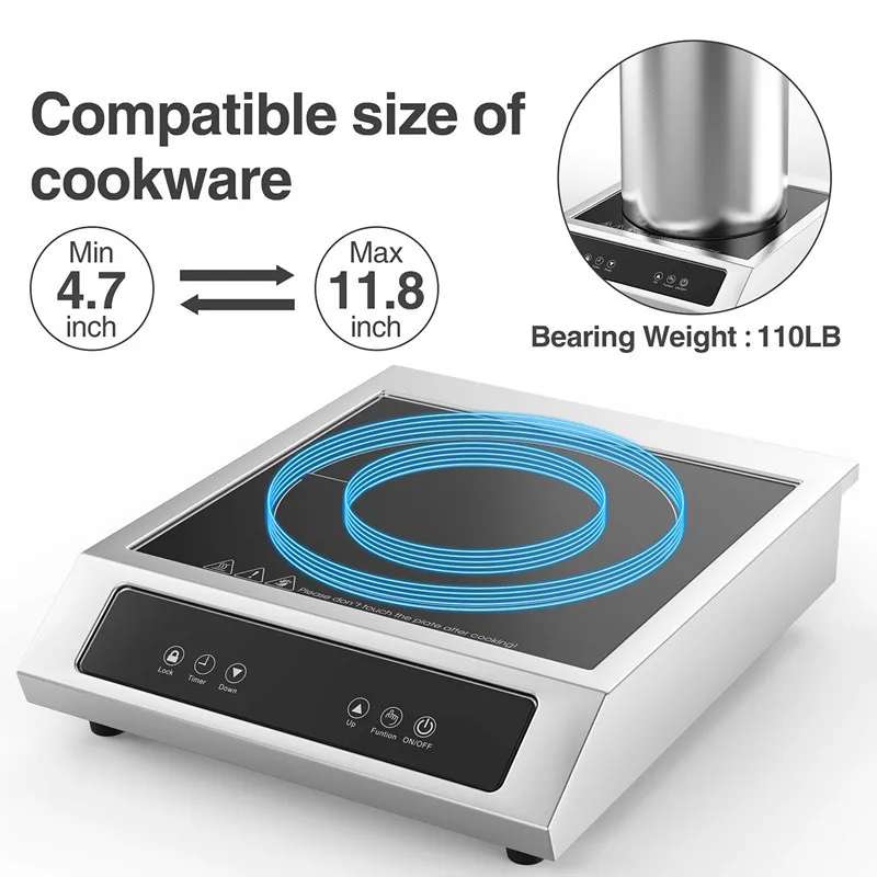 Commercial induction cooker flat 3500W stir-fry high-power restaurant dining table