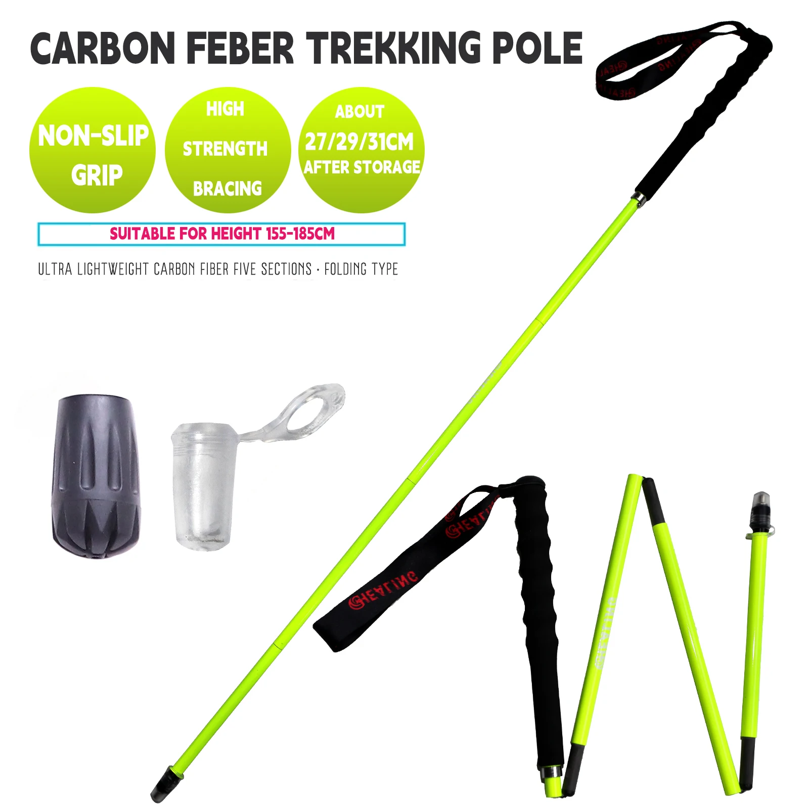 OKHEALING Black Tech T700 Ultra Carbon Trekking Poles 1
