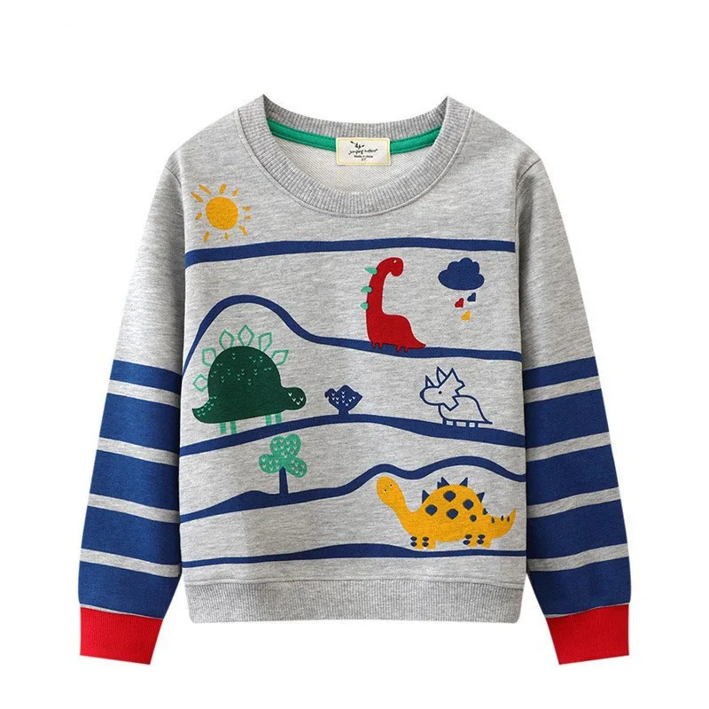 Jumping Meters 2-7T Dinosaurs Baby Boys Sweatshirts Hooded Shirts Kids Clothes Long Sleeve Sweaters Autumn Spring Clothing Shirt
