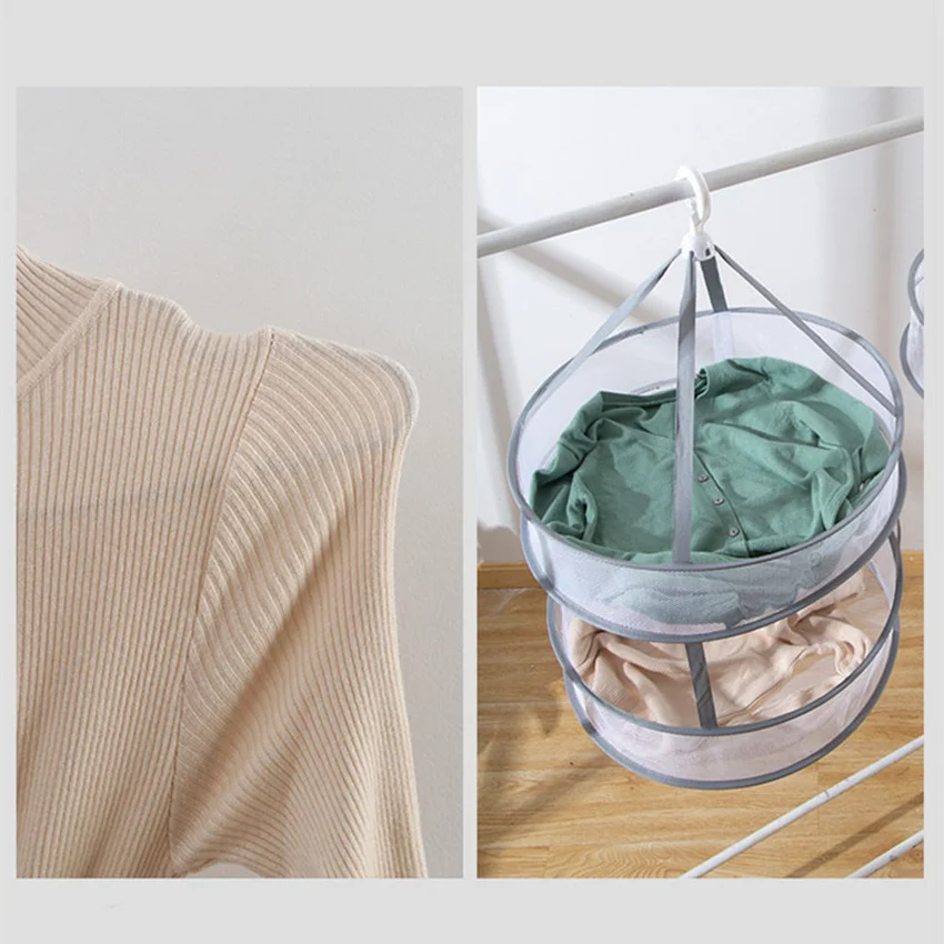 Clothes Drying Basket underwear Hanging Clothes Net Pocket Cardigan Drying Tiled net Rack Socks Drying Bag Single Double Layer_voghion.com