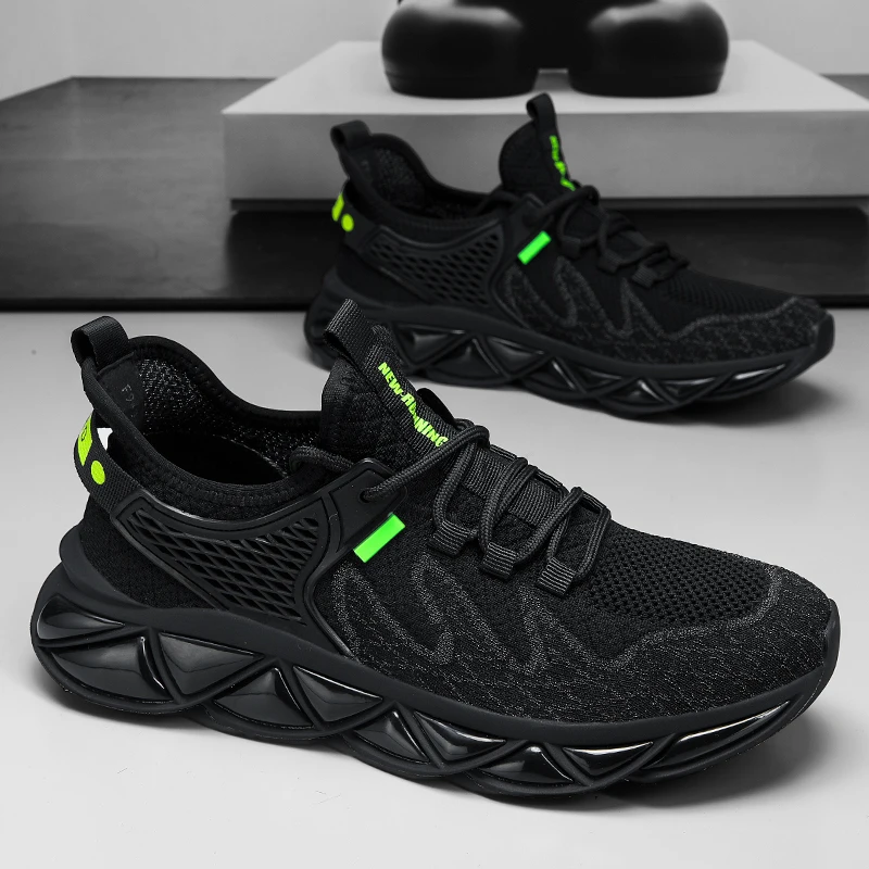 Men's Casual Sports Shoes Slip-On Knife Shoes - Shock Absorber Anti-Slip Running Shoes - All Seasons Outdoor Training Sports Plaid