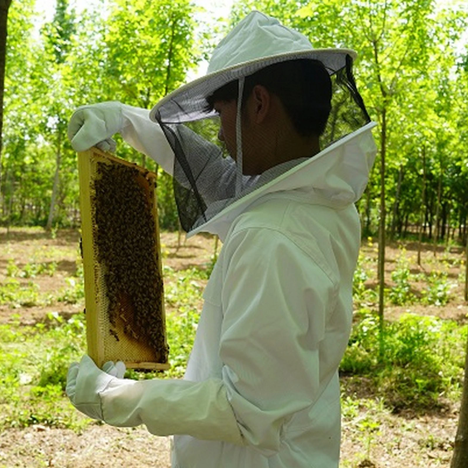 Professional Full Body Beekeeping Clothes Beekeeping Protective Equipment Apicultura Clothes Beekeeper Costume Veil Hood Hat An