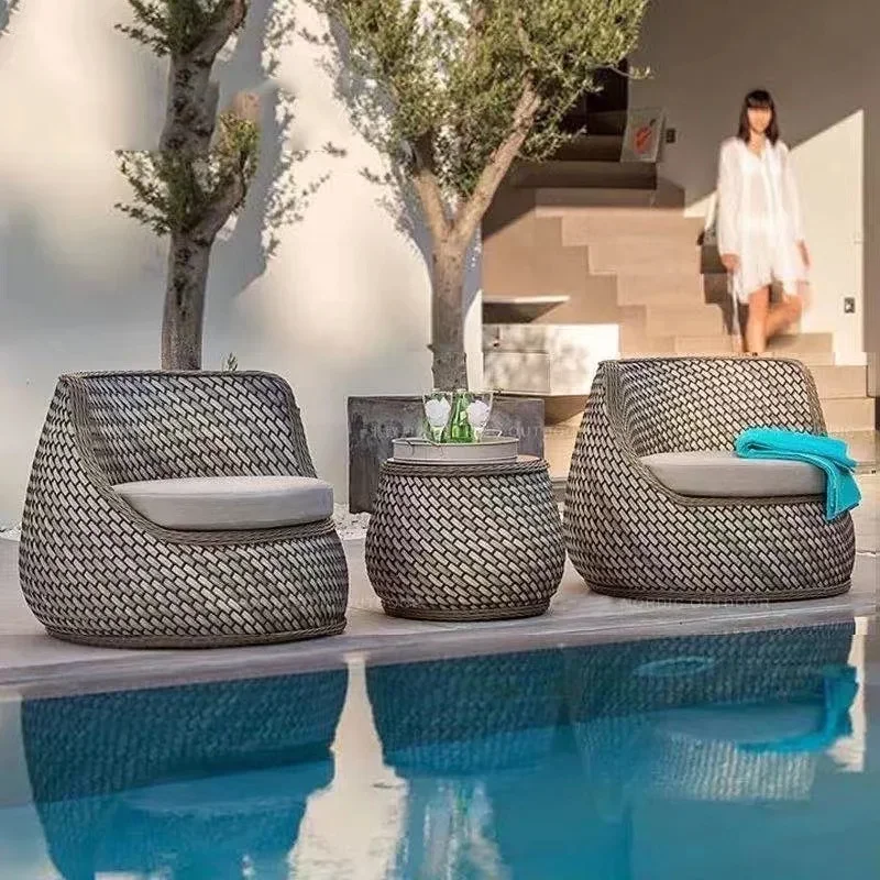 שולחן עבודה מודרני rattan ריהוט מלון מרפסת רהיטי ראטן יד ארוג יד מושבים סגסוגת אלומיניום