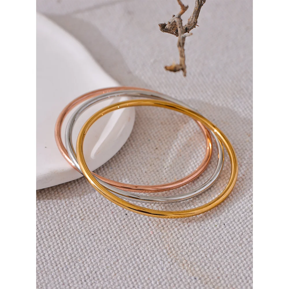 Yhpup Stainless Steel Round Bracelet Bangle Waterproof
