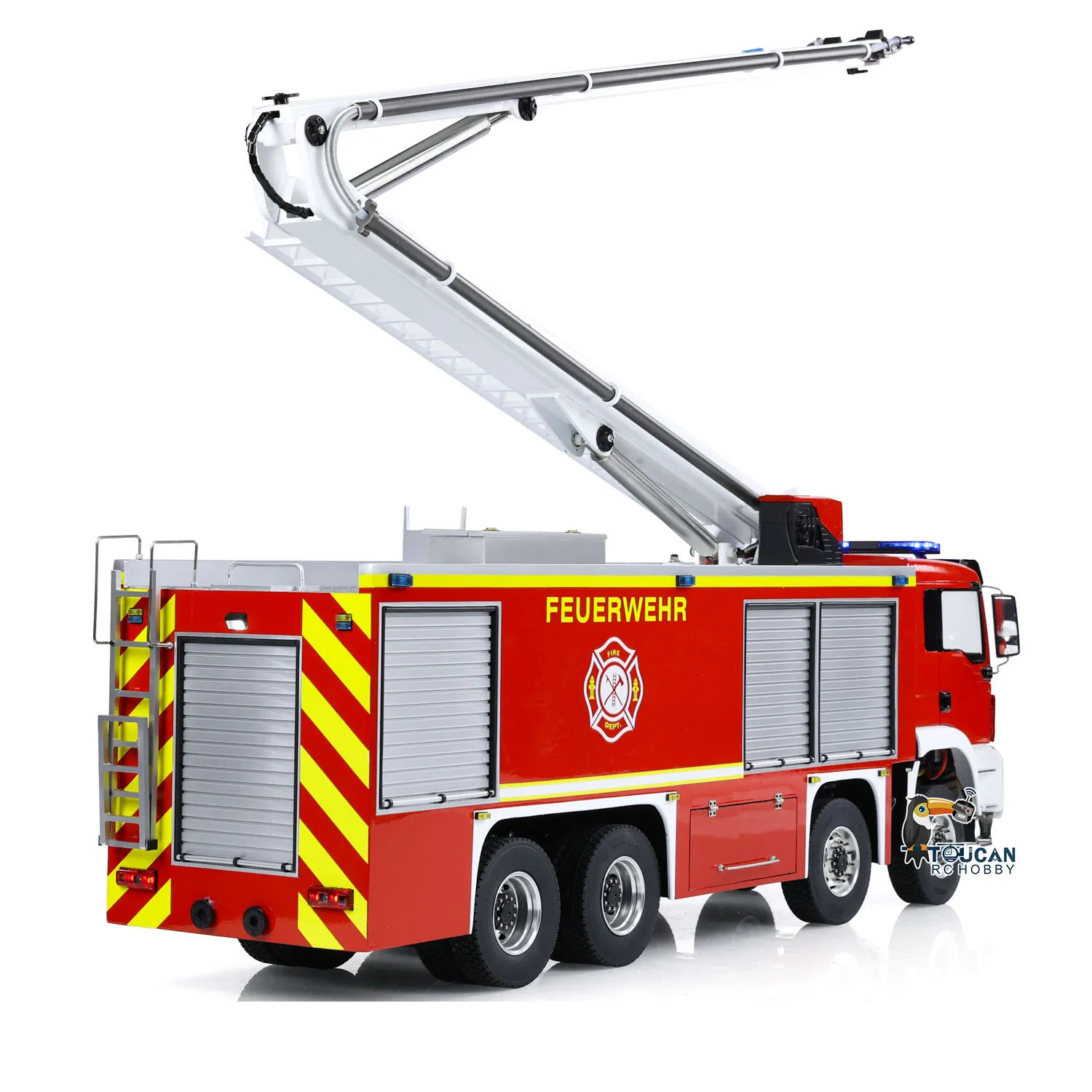 1/14 Metal Chassis Snozzle High-reach Extendable Turret 8x4 RC Fire Truck Sprinkler Painted Assembled Light Sound RC Truck 4
