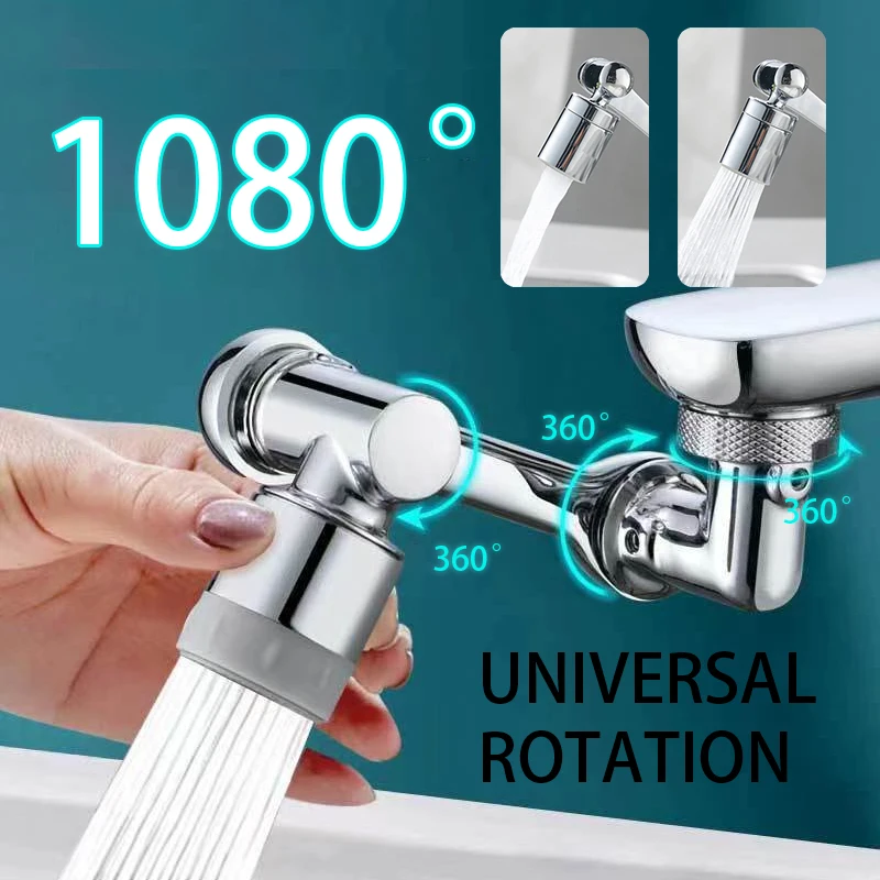 S95cb646a7ac44f9298bf92a65ab1e2a0g 1080° Rotatable Faucet Extender Sprayer Head 2 Modes Universal Bathroom Tap Extend Adapter Aerator Mallzona