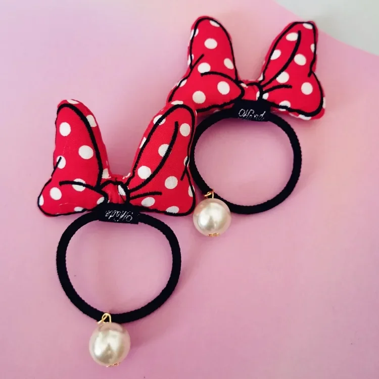 Disney Princess Hair Accessories Minnie Ears Bow Hair Hoop Head Rope Rubber Band Hoop