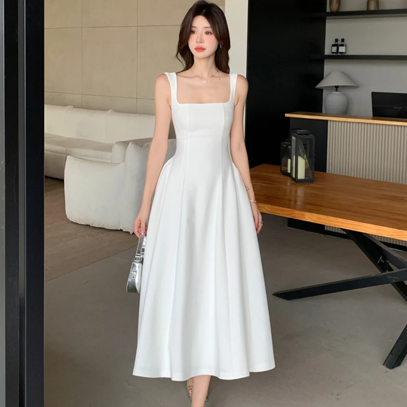 ＊韓国＊［AVANDRESS］Square Neck Slim Long Dress White 韓国＊［AVANDRESS］Square Neck Slim Long Dress White