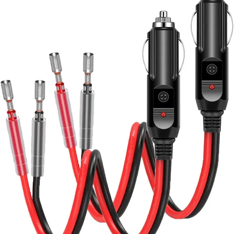 2팩 12V 퓨즈형 교체용 시거잭 플러그 16AWG 연장 코드(LED 라이트 포함) 자동차/트럭용 자동차 액세서리