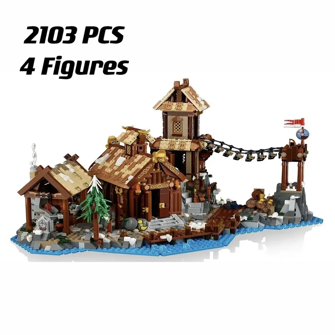 

Ideas Series Medieval Viking Village House Building Blocks Compatible 21343 Bricks Architecture Creative Kids Adults Toys Gifts