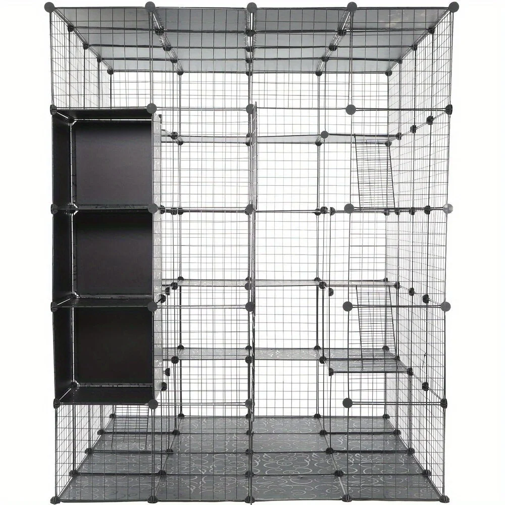 69" Extra Large Cat Cage 5 Tiers Cube Indoor Cat House Crate Free Hammock