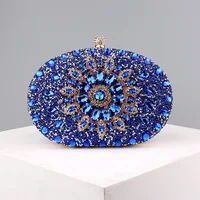 Flower Rhinestones Evening Bags Metal Prom Clutch Diamonds Clutch With Chain Shoulder Handbags Wedding Female Purse - Image 2