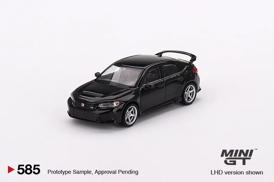 Minigt 1:64 Honda Civic Type R Crystal Black Pearl 2023 W/ Advan Gt Wheel Car Alloy Toys Diecast Metal Model For Children
