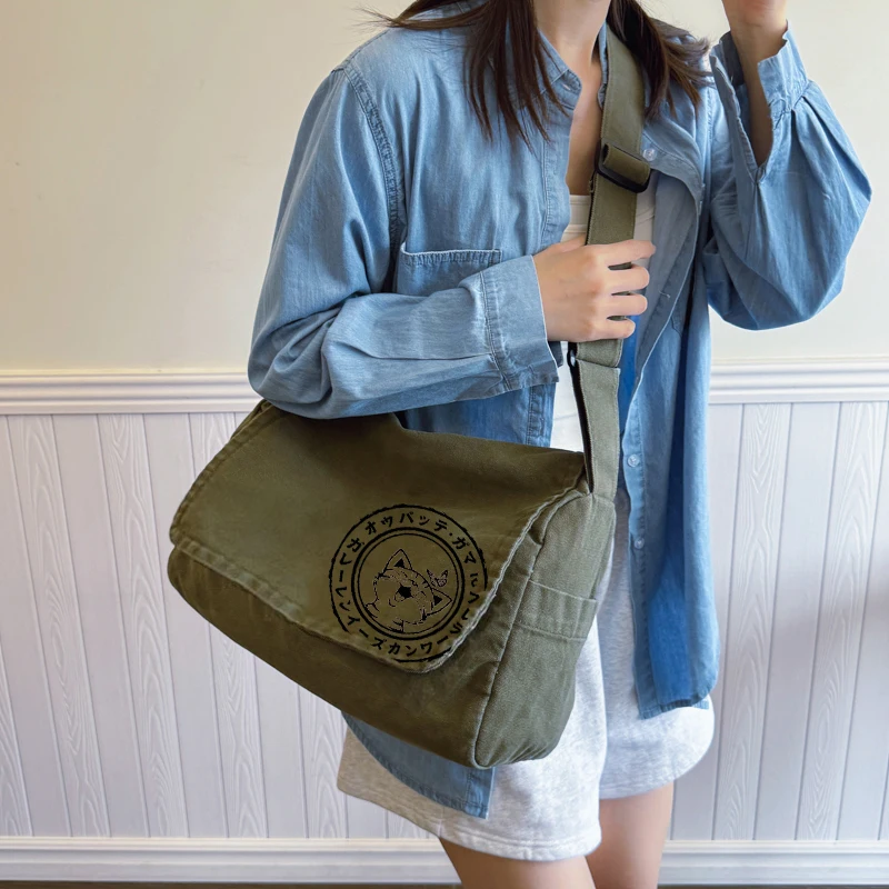 Japanese Canvas Bag Cat Print Women's Shoulder Bag Large Capacity Tote Crossbody Bag Laptop Bag Female Hobo Bag Travel