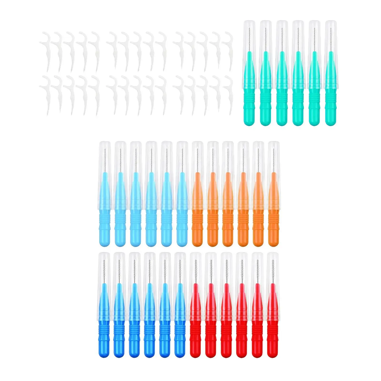 50x Interdental Brush for Cleaning Gaps Between 30x Floss Sticks Cleaners Toothpicks