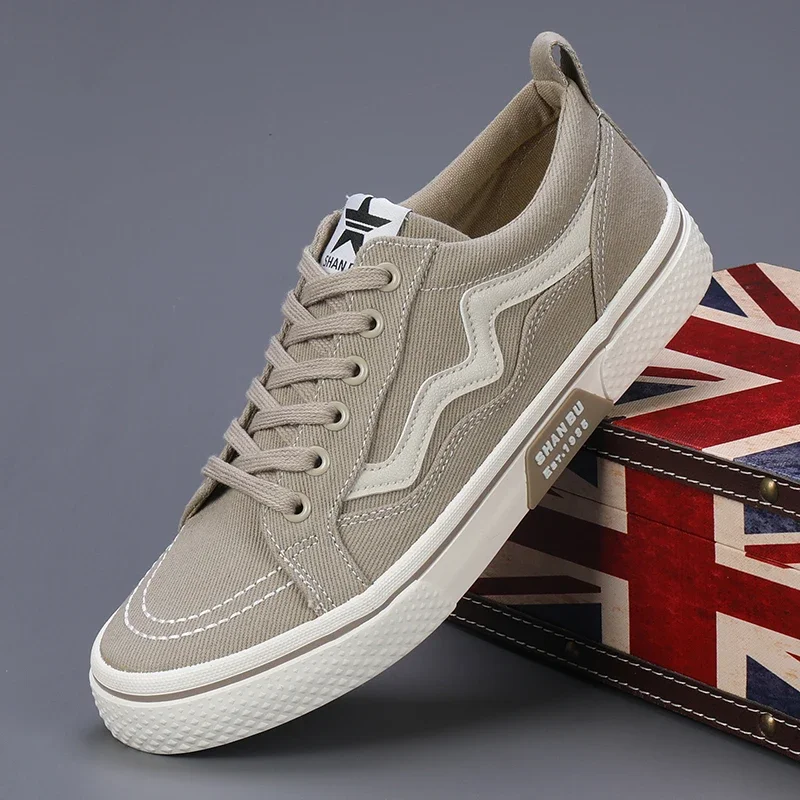 New Men's Spring Canvas Leisure Shoes anti-slip Driver Work Shoes Lightweight Breathable Lace Up Men Shoes SS23101 2