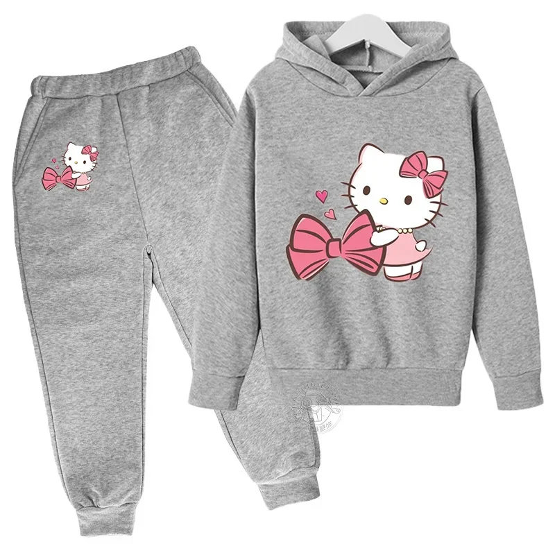 thumbnail image 1 of Conjunto de ropa infantil con dibujos animados de Hello Kitty para otoño e invierno, traje deportivo de ocio para niñas pequeñas, 1 of 4