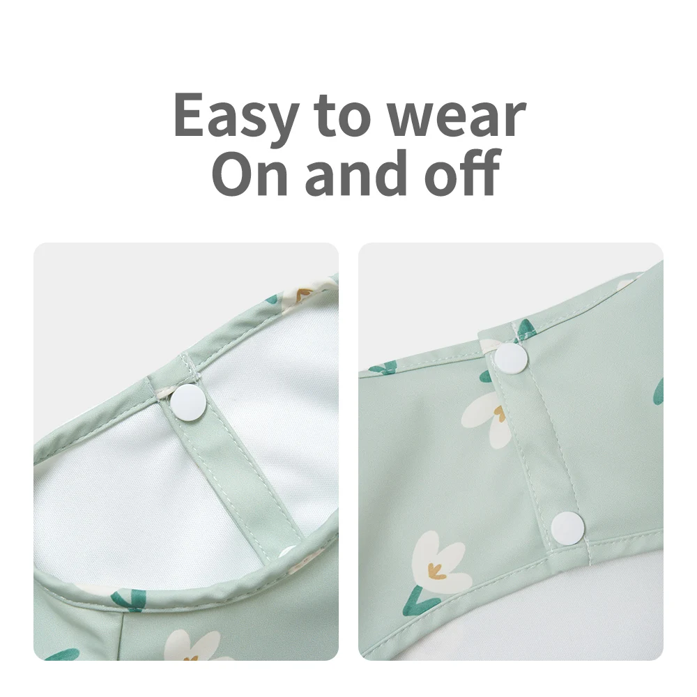HappyFlute Sleeveless PU Reverse Dressing Baby Eating Cloth Cover Super Soft Waterproof Baby Food Pocket Dirt Proof Feeding Bibs 5