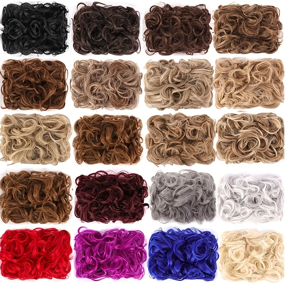 Synthetic Curly Brown Blonde Hair Bun Extension for Women