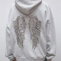 Women's Shinny Sequin Angel Wings Hooded Jacket Pant Long Sleeve Loose Casual Hooded Pullover 2025 New Lady Y2K Autumn Outwears - Image 2