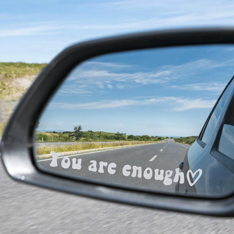 1pcs Car Vanity Mirror Stickers You are Enough Love You Number Rearview Mirror Decal Sticker Waterproof Good Cups Bowls Sticker