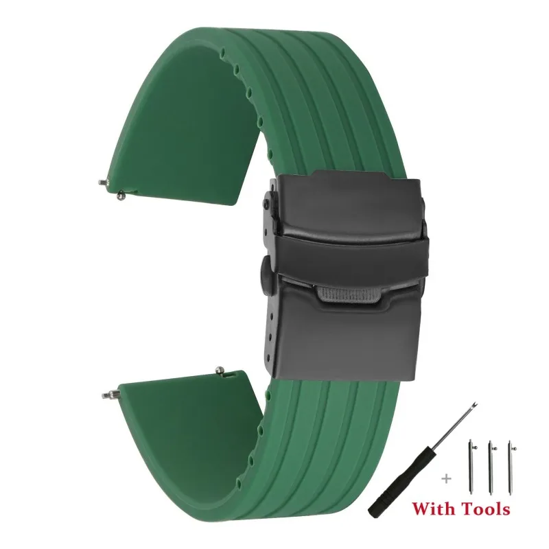 Quick Release Silicone Waterproof Sport Watch Strap with Tool