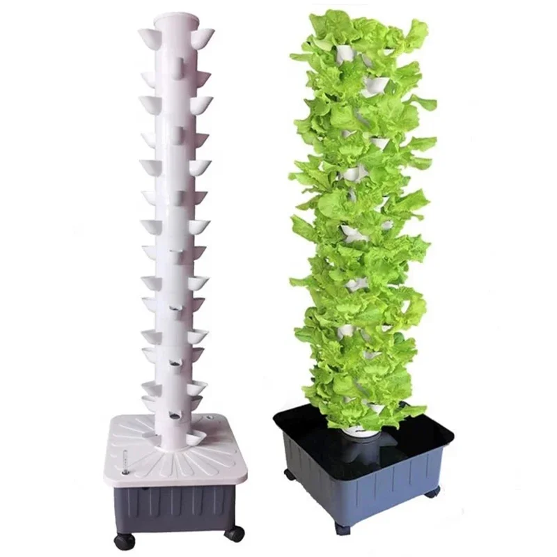 DIY Vertical Tower Planters With 5Holes Detachable PP Colonization Cups Indoor Soilless Vegetable Planting Hydroponic System