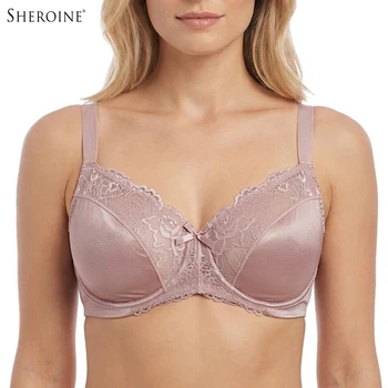 Sheroine Plus Size Floral Lace Underwire Bra, Minimizer Full Coverage Non Padded Support Bra for Everyday Comfort & All-Day Wear