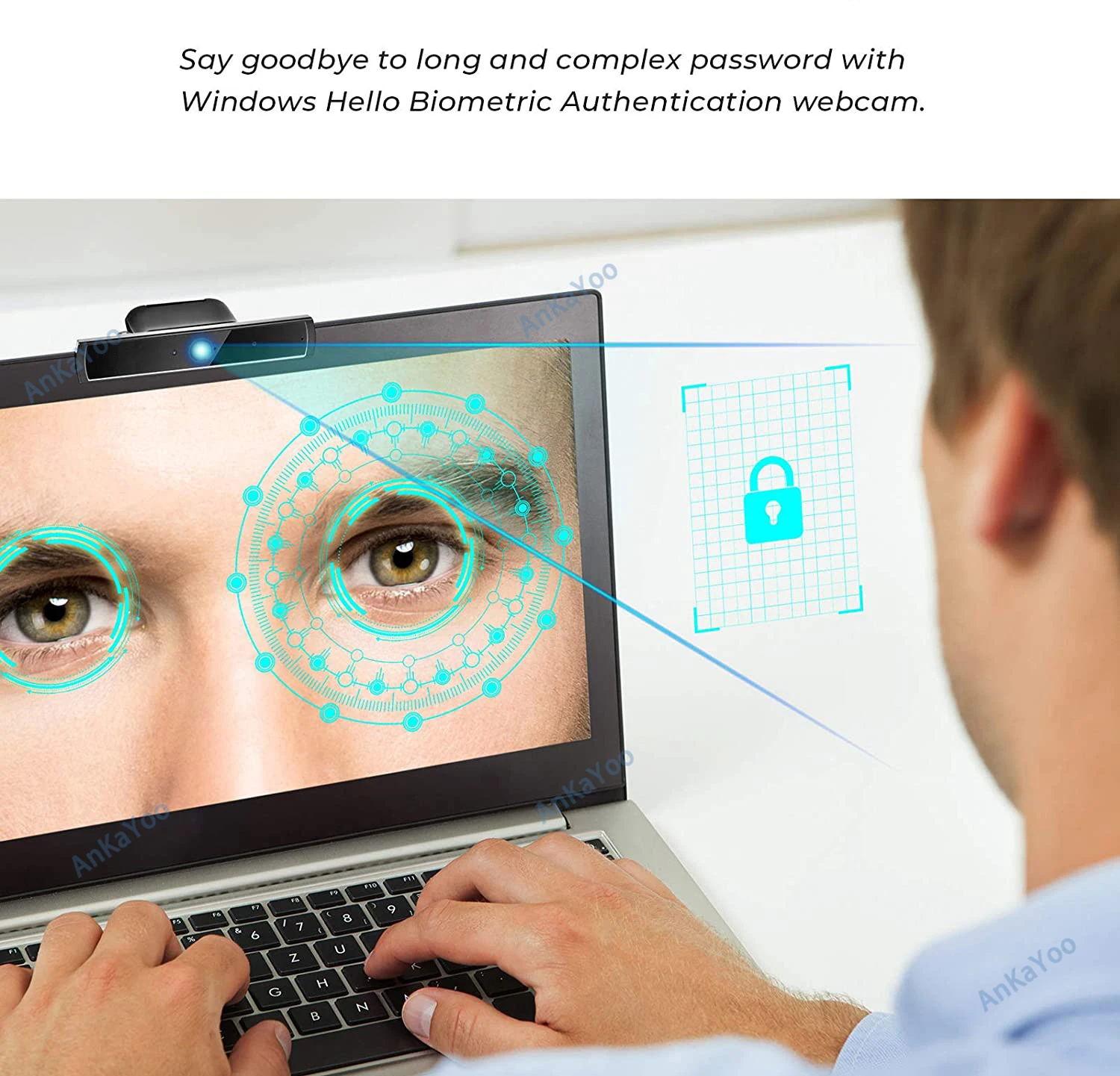 PC Webcam PC Web Camera Computer Camera Facial Recognition Webcam Windows Hello Full HD 1080P 30FPS Compatible with Windows 10、11 Easy Login for Desktop & Laptop