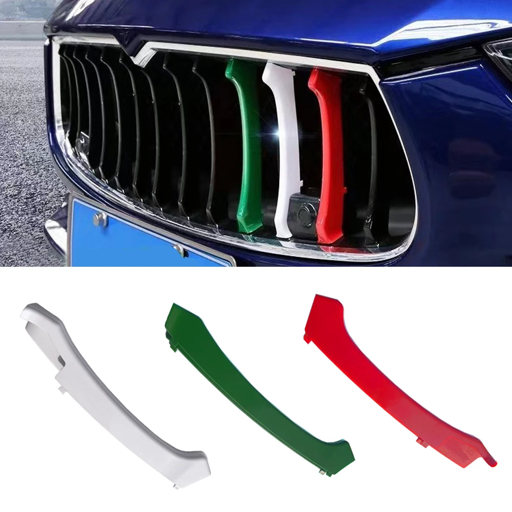 3pcs For Maserati Ghibli 2014- 2016 M-Color Front Grille Strip Cover Trim Insert