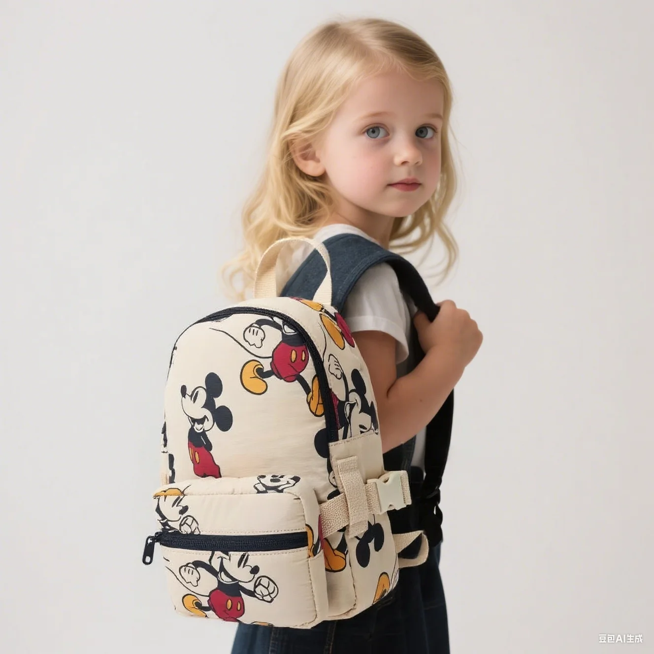 2pc New Mickey Mouse Backpack Disney Cartoon Printed Lightweight Children's Schoolbag Small Bag 2
