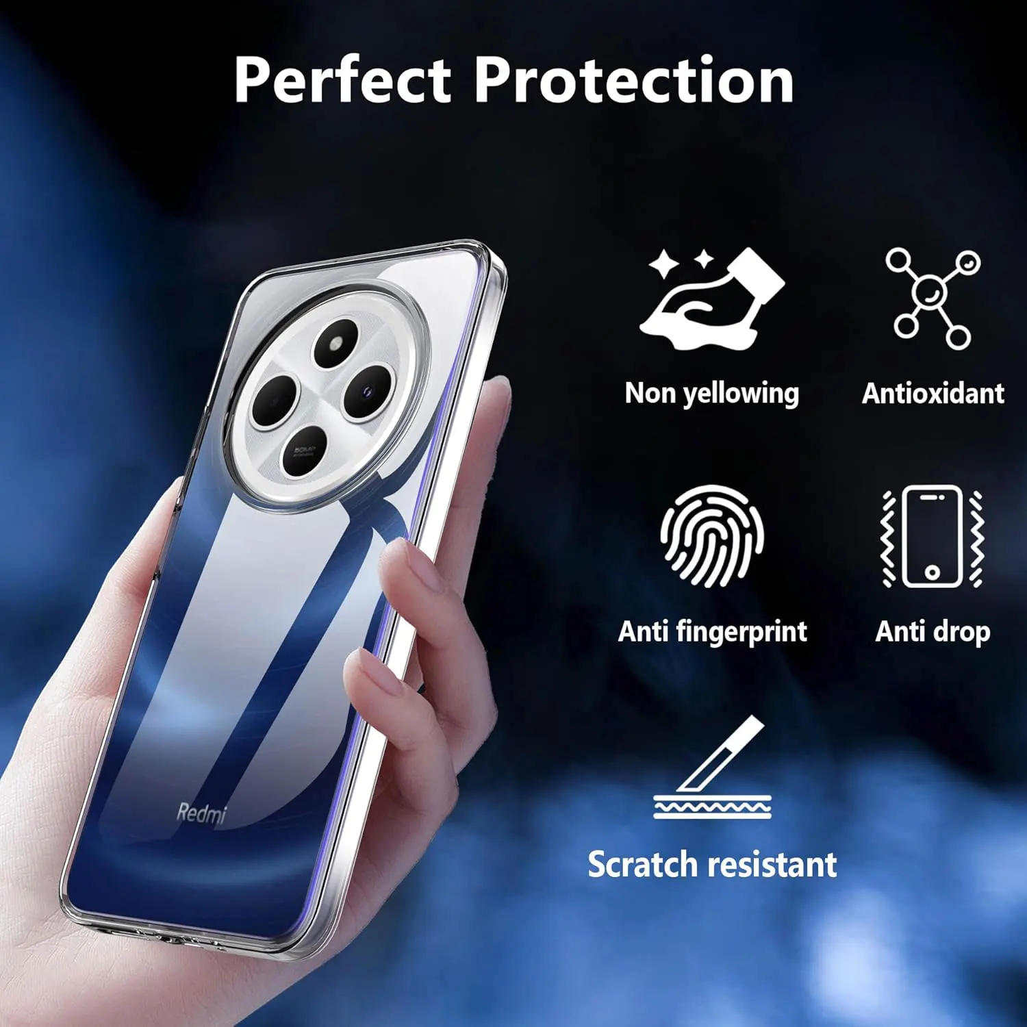 Coque souple transparente pour Xiaomi Redmi Note 13/12 4G et Redmi Note 13 Pro Plus 5G : protection arrière antichoc en silicone transparent_voghion.com