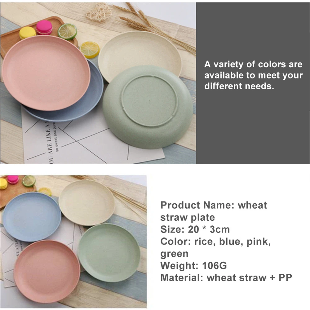 Wheat Straw Plates Lightweight Unbreakable Dinner Plates Dishwasher Microwave Safe Household Dumpling Plate wheat straw dish
